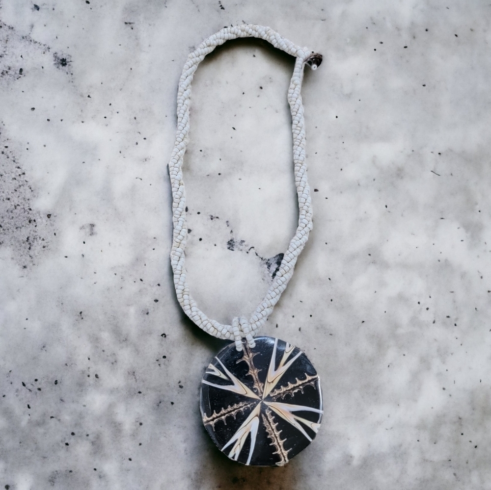 White and Black Pendant Necklace